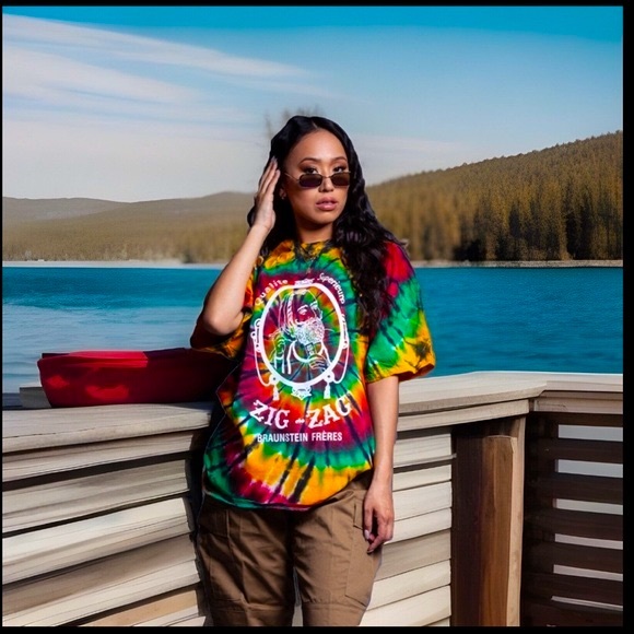 TIE DYE ZIG ZAG Braunstein Fr'eres Qualite Superieurp Short Sleeve Shirt ZZ Man - Picture 7 of 16